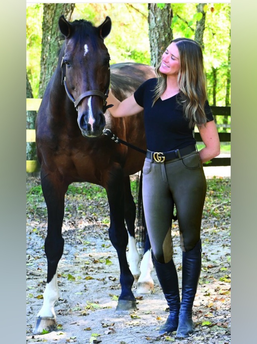 OEQ Kelly Mid-Rise Full Seat Black Equestrian Breeches |Size 34